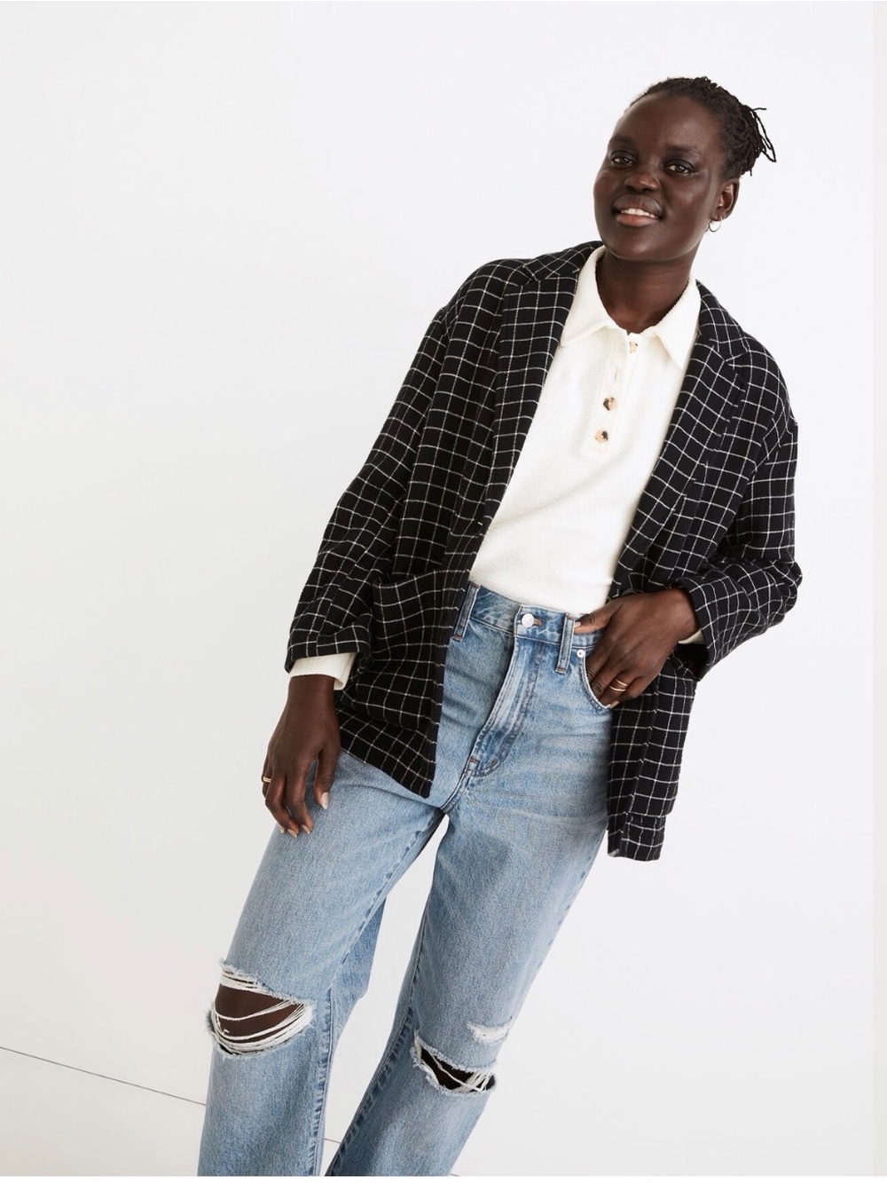 Madewell Waffleback Shaw Blazer in Windowpane
